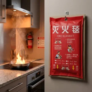 Fiberglass Flame Resistant Fire Blanket 0.45mm Thickness for Kitchen Stove Car Engine Warehouse Fire Safety