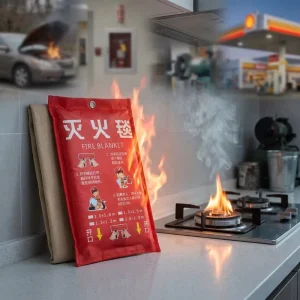 Fiberglass Multi Size Heat Insulating Flame Proof Fire Blanket 6FT X 8FT for Home Kitchen Commercial Building Outdoor Camping
