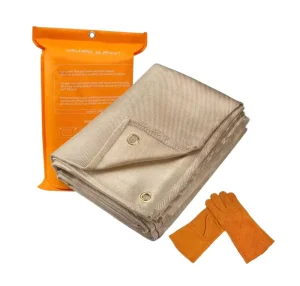 Fiberglass Welding Heat Insulation Industrial 4ft X 6ft Heavy Duty 1mm Thick Golden Fire Blankets One Grommet Per Corner