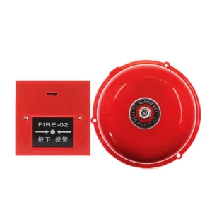 Fire Alarm System Set Fire Alarm Bell 6 Inches Diameter 220v with Break Glass Call Point Manual Push
