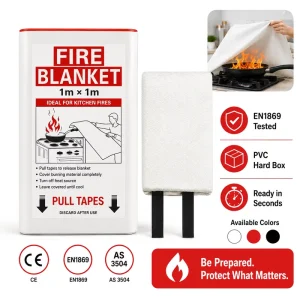 Fire Blanket 1*1m Fiberglass PVC Hard Box Kitchen Grease Fire Control System