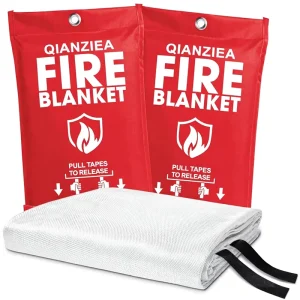 Fire Blanket 2 Pack 40×40 Inches Heat Flame Resistant Fiberglass 0.5 Inches Thick Emergency White Home Kitchen