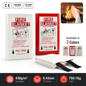Fire Blanket Fiberglass PVC Case 1*1m Kitchen Emergency Safety Equipment