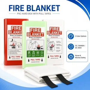 Fire Blanket Fiberglass PVC Hard Box 1x1m CE Certified Retail Ready Product