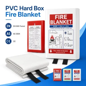 Fire Blanket OEM Supplier Fiberglass PVC Case 1x1m EN1869 Kitchen Safety Export