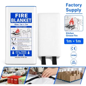 Fire Blanket PVC Box 1x1m Fiberglass CE Certified
