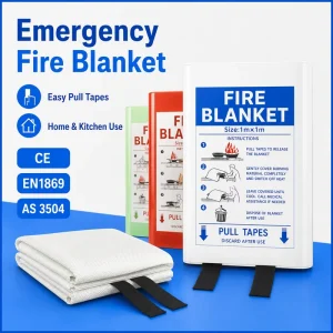 Fire Blanket PVC Case Fiberglass 1x1m EN1869 Certified Supplier