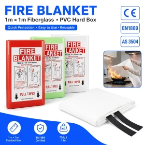 Fire Blanket PVC Hard Box Fiberglass 1*1m EN1869 AS 3504 OEM Export Supply