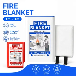 Fire Blanket for Kitchen Safety Fiberglass PVC Case 1x1m EN1869 Supplier