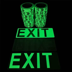 Fire Code Photoluminescent Safety Sign Film Self Adhesive Roll Glow in Dark for Building Stairwell Evacuation Route Custom