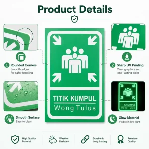 Fire Emergency Exit Sign Glow in the Dark Door Plate Durable Metal Frame Cinema Theater Directional