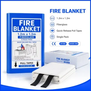 Fire Extinguishing Blanket 1.2m Fiberglass 0.43mm Hard PVC Box CE EN1869 OEM Custom Brand Available