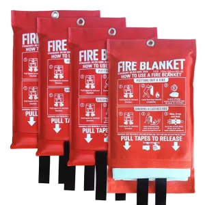 Fire Extinguishing Blanket Fireproof Fiberglass Red for Restaurants Outdoor Escape Hotel Use English National Standard