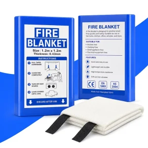 Fire Safety Blanket 1.2*1.2m 0.43mm Fiberglass Rigid PVC Hard Box Retail Display Single Pack CE OEM Label