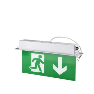 Fire Safety Evacuation Sign Lighting Exit Ceiling Recessed LED Emergency Light IP30 2-Year Warranty Iron+Acrylic Li-Ion