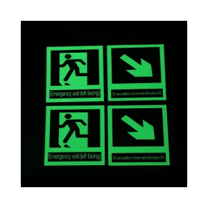 Fire Safety Exit Signage Marking Self Adhesive Photoluminescent Eco Glow Film Tape for Low Light Evacuation Path Step Edge Floor
