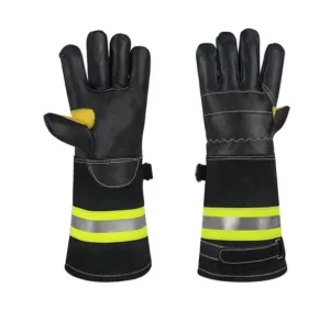 Fire Safety Rescue Work Flame Retardant Firefighter Gloves with Reflective Strips Elastic Tightening Cuff 37CM