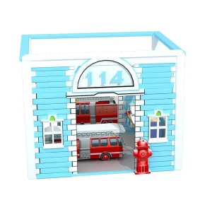 Fire Station Kids Indoor Cosplay Playground Wooden PVC Soft Play House with 5 Person Capacity