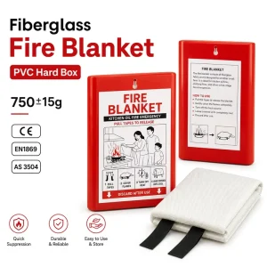 Fire Suppression Blanket Fiberglass PVC Hard Box 1*1m Kitchen Emergency Safety CE Approved