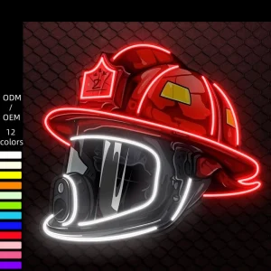 Firefighter Helmet LED Neon Sign Acrylic Red Custom Hero Wall Decor for Indoor Use Fire Station Home Office
