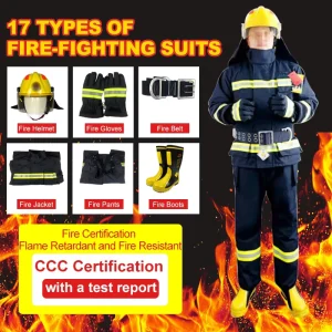 Firefighter Suit Fireman Uniform Fire Fighting Costume Firefighting Clothing Nomex Aramid Full Body Flame Retardant Emergency