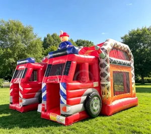Firefighting Theme Jumping Castle Inflatable Bounce House with Slide Combo