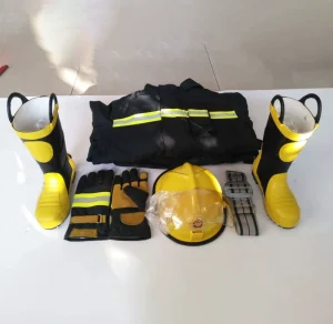Fireman Gear Firefighter Suit Fire Fighting Uniform with Helmet Glove Boot and Waist Belt Hood