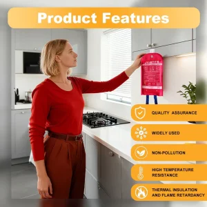 Fireproof Fiberglass Fire Blanket 1x1m EN 1869:2019 Standard 500 Water & Spatter Resistant for Kitchen Home Camping Use