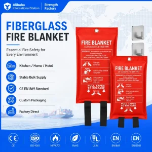 Fireproof Fiberglass Fire Blanket for Kitchen Grease Fire Emergency Safety