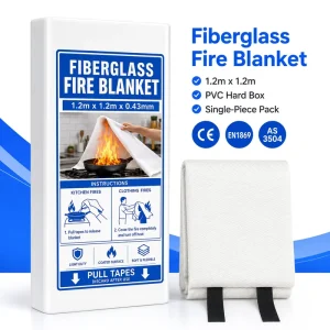 Flame Suppression Safety Blanket 1.2m 0.43mm Fiberglass Hard Box Packaging CE Certified Grease Kitchen Fire