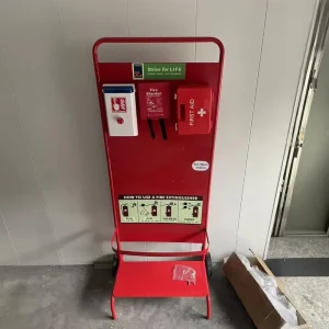 Flexible Mobile Fire Extinguisher Trolley with Fire Bell Mild Steel Construction Powder Coated Hand Cart Customizable