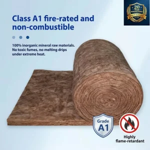 Formaldehyde Free Eco Friendly Brown Glass Wool Insulation Blanket Roll 65mm for Building Prefab House Wall Panels