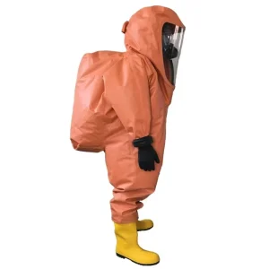 Fully Enclosed Heavy-duty Chemical Hazmat Suit with SCBA Backpack for Firefighting & Industrial Operation
