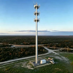 Galvanized Steel Single Pole Tower 20-50m Windproof Stable Light Tower for Rooftop Telecom Towers Accessories