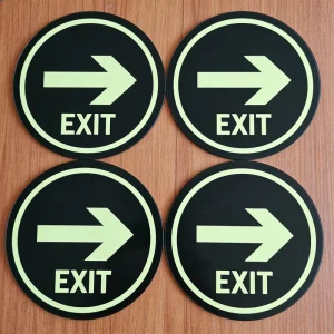 Glow in Dark Exit Caution Sign Sticker Left Arrow Photoluminescent Safety Evacuation Label