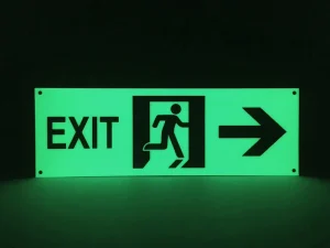 Glow in the Dark Exit Sign Self Photoluminescent Luminous Fire Safety Emergency Evacuation Warning Sign PVC Acrylic Board
