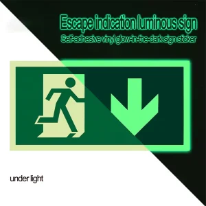 Glow in the Dark Safety Exit Direction Sticker Self Adhesive Emergency Evacuation Sign