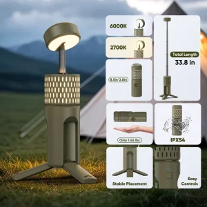Green Outdoor Camping Adventure Lamp Rechargeable LED Lantern for Outdoor Activities with Bright IP54 Waterproof White Light