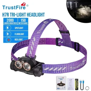 H7R Headlamp Torch Light High Power 2000Lumens LED Waterproof Flashlight Headlight for Outdoor Work Hiking