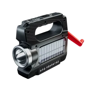 H996 Spotlight Hand-crank Flashlight Multi-functional Solar-powered Hand-crank Charging Long-range Emergency Flashlight