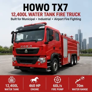 HOWO 6*4 Water Tank Fire Truck 12400L Heavy Duty Fire Engine for Municipal Industrial Petrochemical and Airport Fire Fighting
