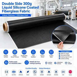 Heavy Duty 3784 Silicone Coated Fiberglass Fabric Double Side 300g for Fireproof Curtain OEM