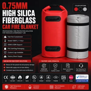 Heavy Duty EV Fire Safety Blanket High Silica Fiberglass Industrial