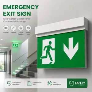 Heavy Duty Exit Sign Emergency Lights Rechargeable Battery Automatic LED Emergency Sign Light V 0 Flame Retardant for Mall Hubs