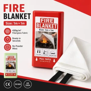 Heavy Duty Fiberglass Fire Blanket 1*1m PVC Hard Box CE EN1869 AS 3504 Certified OEM Supply
