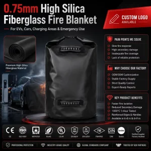 Heavy Duty Fire Blanket for Electric Vehicle Fire Control High Silica Glass Fiber OEM