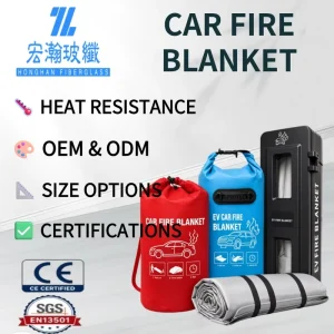 Heavy Duty Industrial Silicone Coated Fire Resistant Blanket Customized Large Car Fire Suppression Blanket Roll
