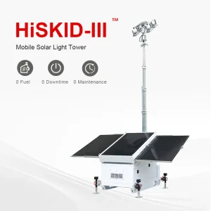 HiSKID III IP65 DC White Mobile LED Lighting Tower 9M Telescopic Mast Solar Emergency Lighting