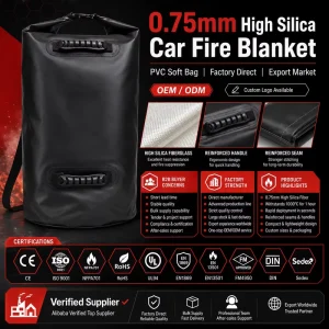 High Performance Car Fire Blanket 0.75mm Thick EV Fire Safety