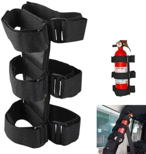 High Quality Elastic Car Fire Extinguisher Strap Holder Heat Resistant Durable 100% Nylon Design Black Red Hook Loop 10x23CM